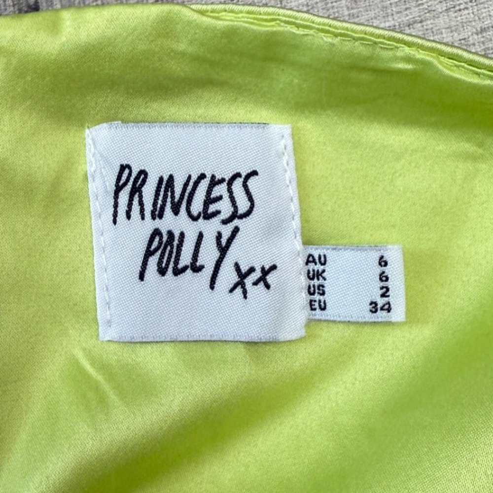 Princess Polly Lime Green Satin Halter Mini Dress - Picture 6 of 8